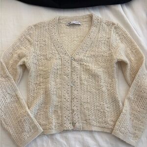 Zara Women's Cream Cardigan Sweater